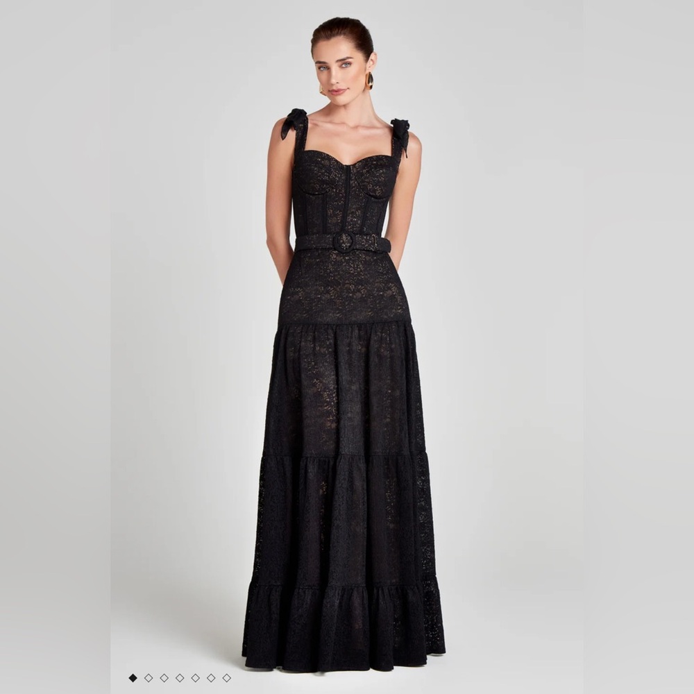 Nadine Merabi Miranda Black Lace Dress